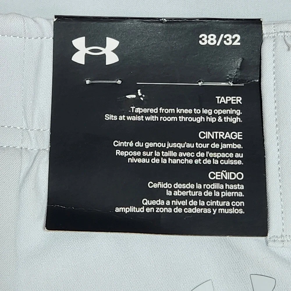 Under Armour Mens UA Golf Tapered Pants Halo Gray 38x32 Storm UPF 50+ 1377301